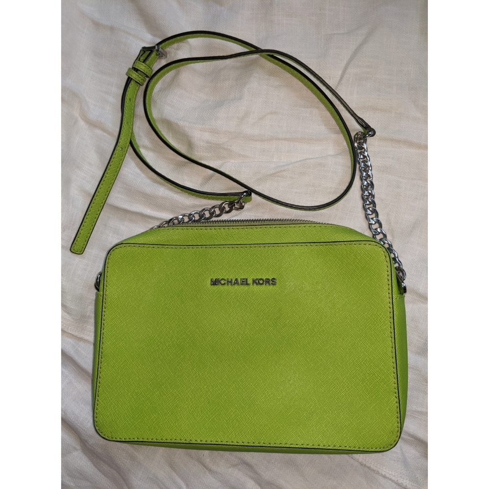 Michael Kors lime green Saffiano crossbody bag